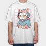 Anime Cat Cute, Tricou Oversize Barbati (Unisex)