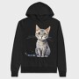 Cat Sitting Grey, Hanorac Oversize Barbati (Unisex)