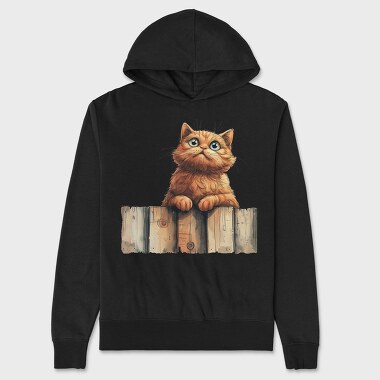 Cat On Fence, Hanorac Oversize Barbati (Unisex)