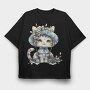 Cat Grapes Hat, Tricou Oversize Barbati (Unisex)