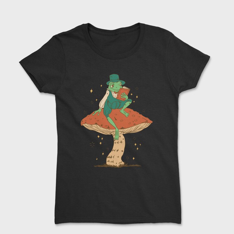 Frog Cottagecore Reading, Tricou Femei