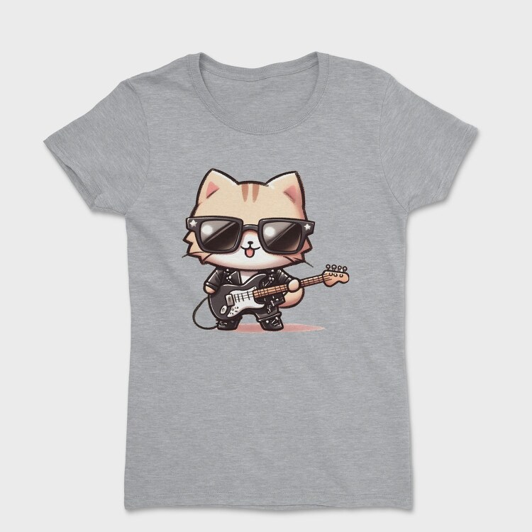 Cat Guitar Sunglasses, Tricou Femei
