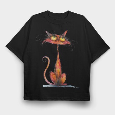Cat Sitting Tail Twist, Tricou Oversize Barbati (Unisex)