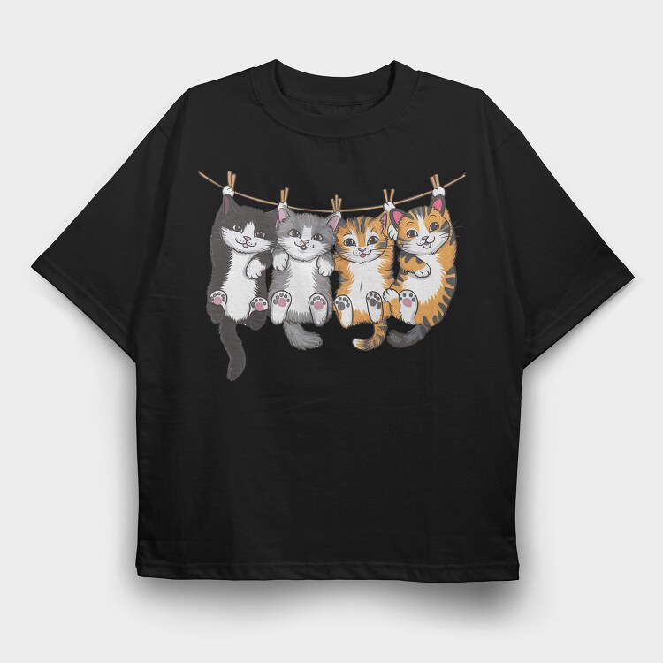 Cat Clan Cuddle, Tricou Oversize Barbati (Unisex)