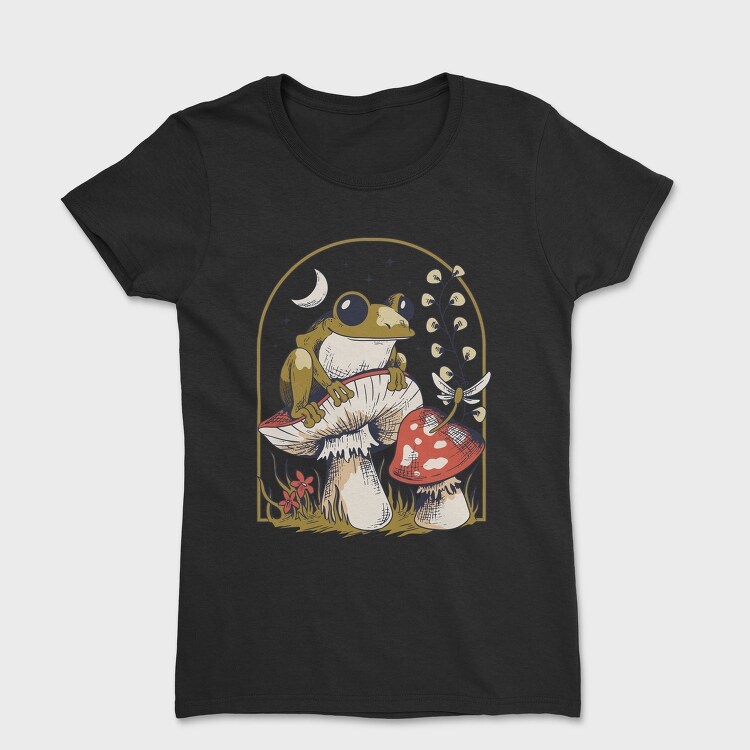Frog and Mushrooms Vintage Draw, Tricou Femei