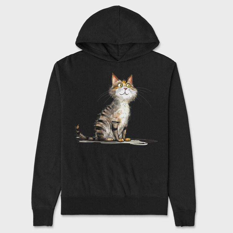 Cat Sitting Up, Hanorac Oversize Barbati (Unisex)