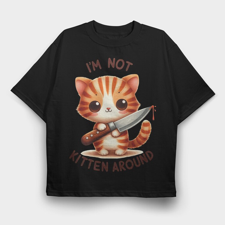 Cat Knife Saying, Tricou Oversize Barbati (Unisex)