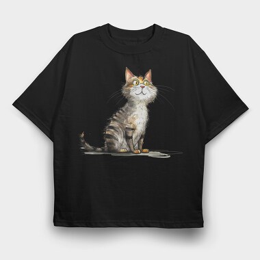 Cat Sitting Up, Tricou Oversize Barbati (Unisex)