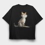 Cat Sitting Up, Tricou Oversize Barbati (Unisex)