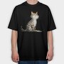 Cat Sitting Up, Tricou Oversize Barbati (Unisex)