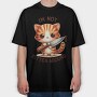 Cat Knife Saying, Tricou Oversize Barbati (Unisex)