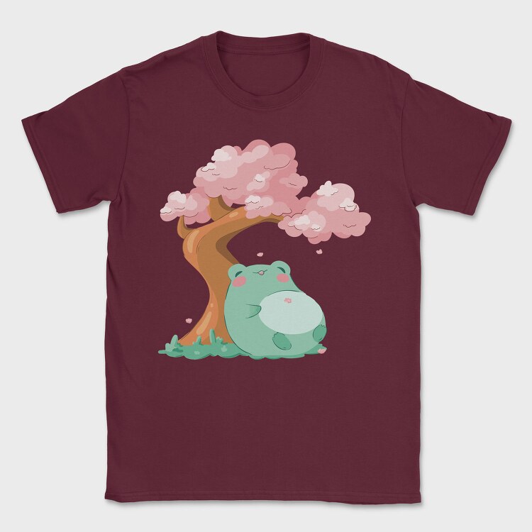 Frog Under a Cherry Blossom, Tricou Barbati (Unisex)