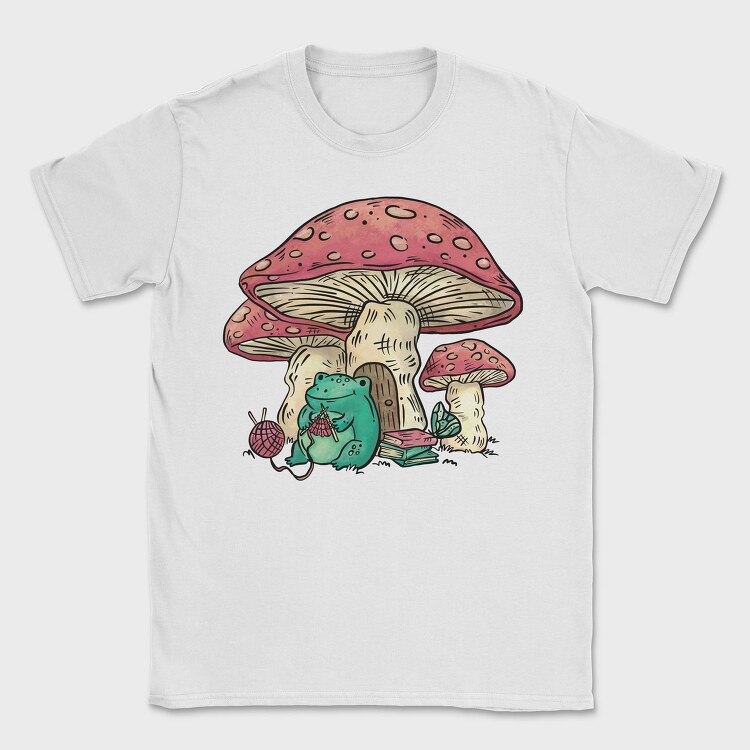 Frog Knitting Mushroom House, Tricou Barbati (Unisex)