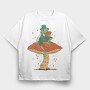Frog Cottagecore Reading, Tricou Oversize Barbati (Unisex)