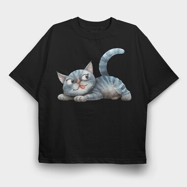 Cat Laying Down, Tricou Oversize Barbati (Unisex)
