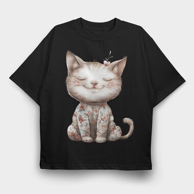 Cat Sleeping In Pajamas, Tricou Oversize Barbati (Unisex)