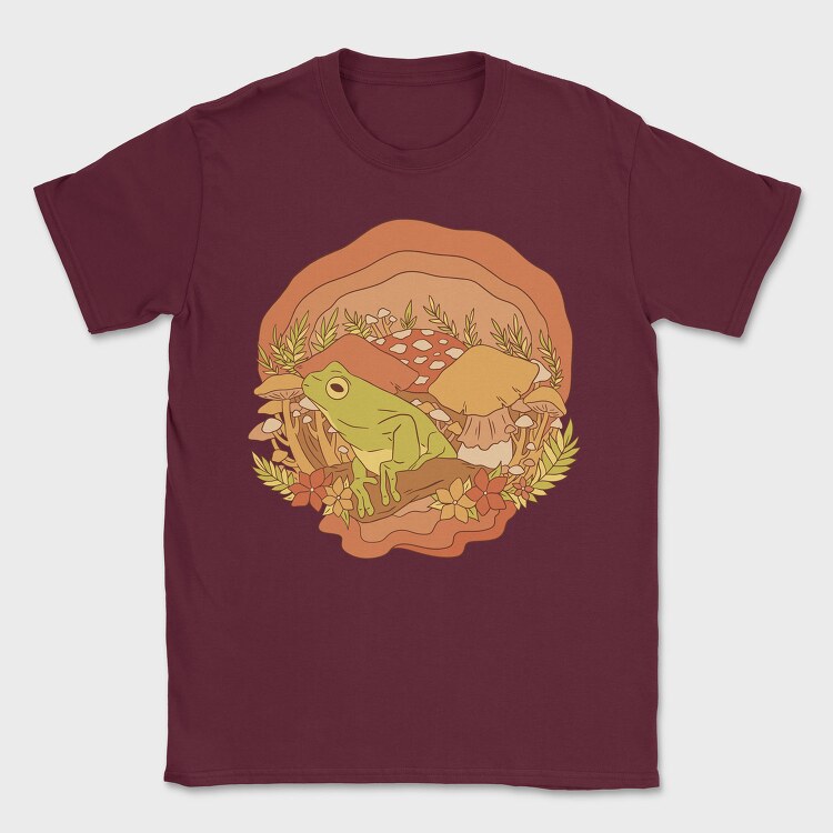 Frog and Mushrooms Vintage, Tricou Barbati (Unisex)
