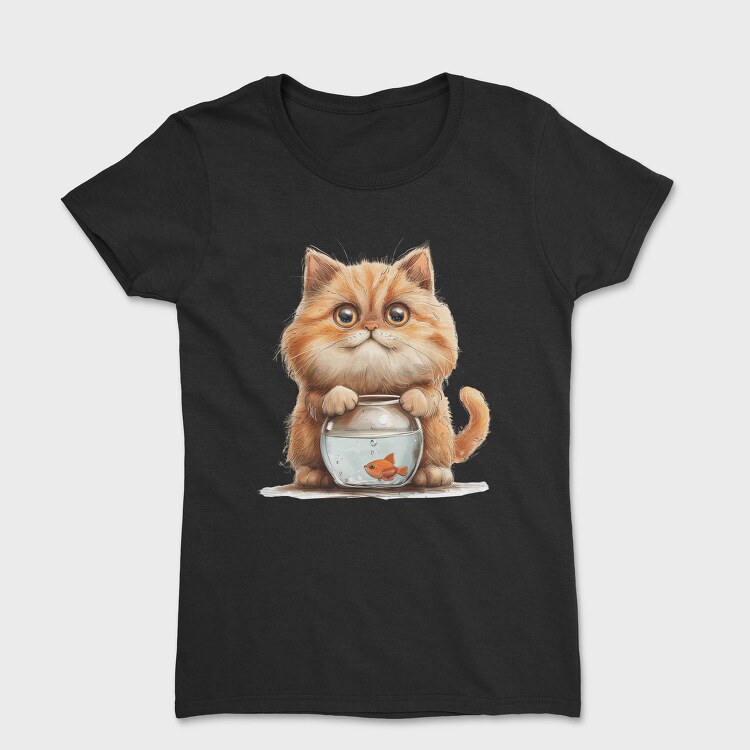 Cat Fish Bowl Sublimation, Tricou Femei