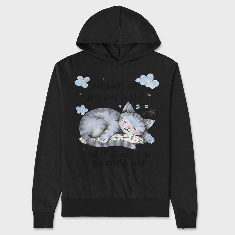 Cat Sleeping Nap, Hanorac Oversize Barbati (Unisex)