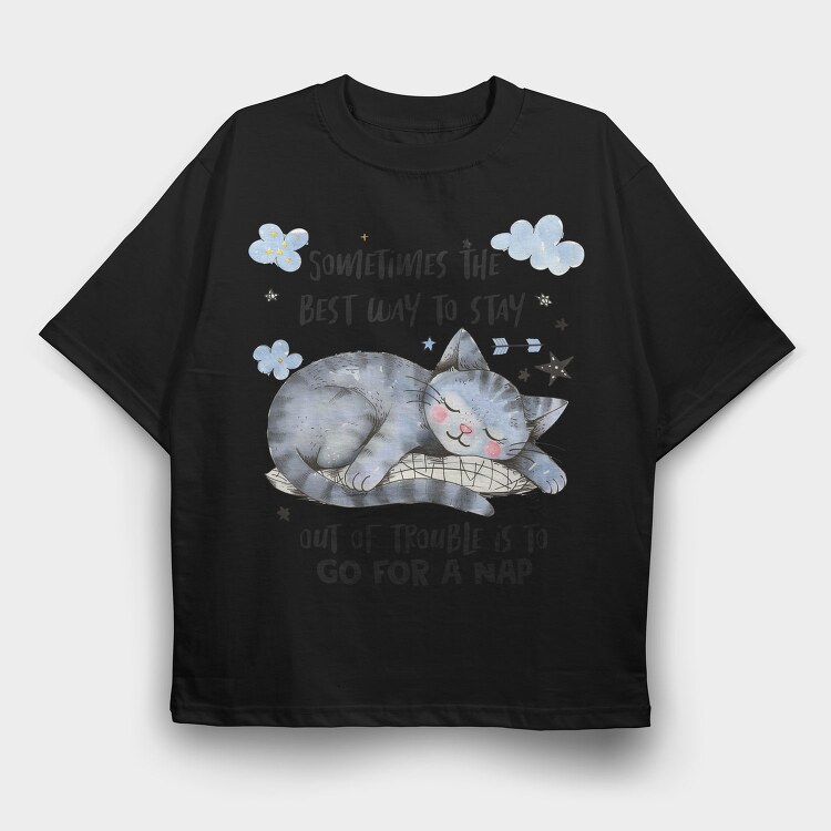 Cat Sleeping Nap, Tricou Oversize Barbati (Unisex)