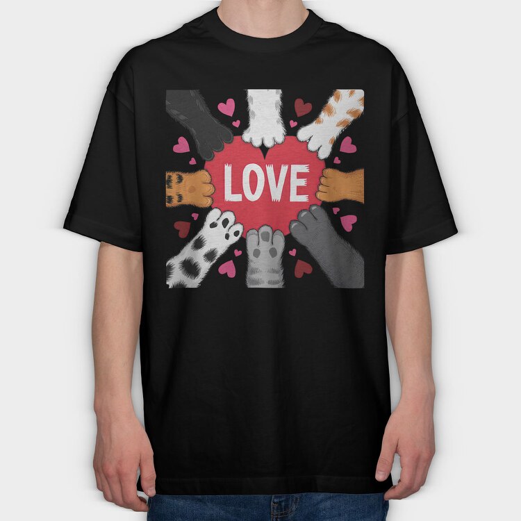 Cat Love Connection, Tricou Oversize Barbati (Unisex)