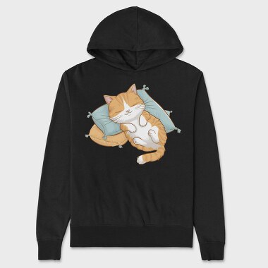 Cat Sleeping On Pillow, Hanorac Oversize Barbati (Unisex)
