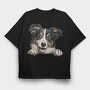 Collie Peeking, Tricou Oversize Barbati (Unisex)