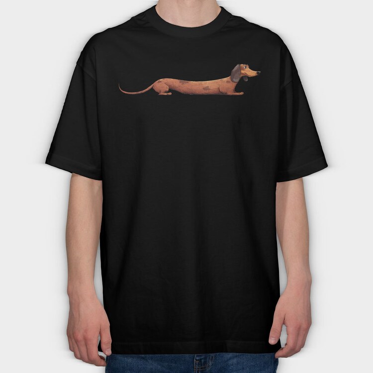 Dachshund Long Body, Tricou Oversize Barbati (Unisex)