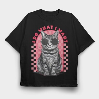 Cat Sunglasses Glasses, Tricou Oversize Barbati (Unisex)