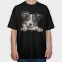 Collie Peeking, Tricou Oversize Barbati (Unisex)