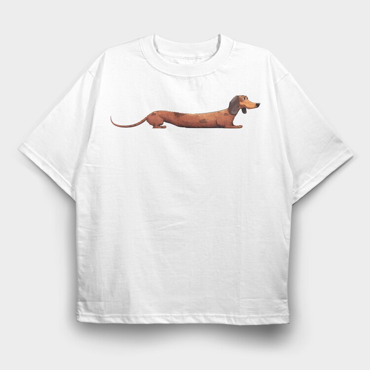 Dachshund Long Body, Tricou Oversize Barbati (Unisex)