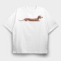 Dachshund Long Body, Tricou Oversize Barbati (Unisex)