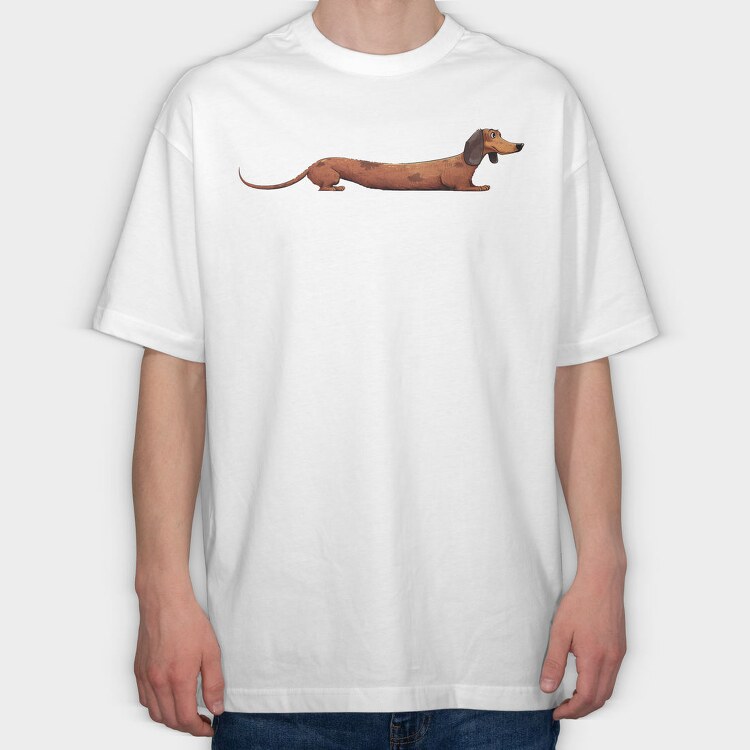 Dachshund Long Body, Tricou Oversize Barbati (Unisex)
