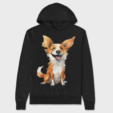 Corgi Smiling Face, Hanorac Oversize Barbati (Unisex)