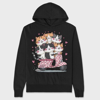 Cats On Scooter, Hanorac Oversize Barbati (Unisex)