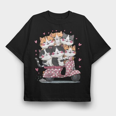 Cats On Scooter, Tricou Oversize Barbati (Unisex)