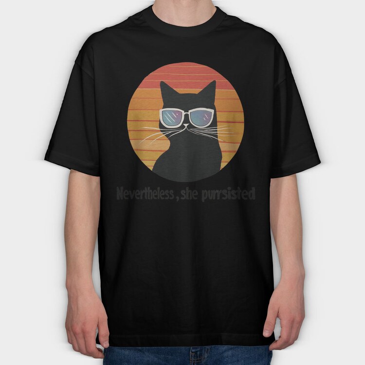 Cat Sunglasses Nevertheless, Tricou Oversize Barbati (Unisex)