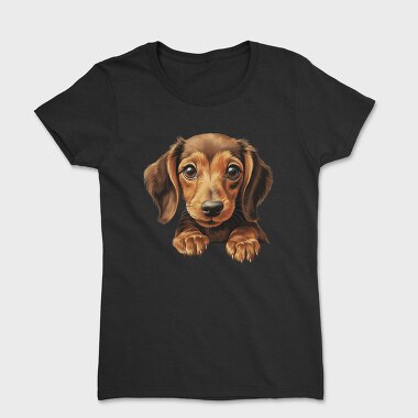 Dachshund Peeking Face, Tricou Femei