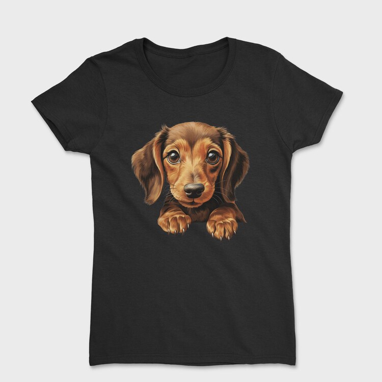 Dachshund Peeking Face, Tricou Femei