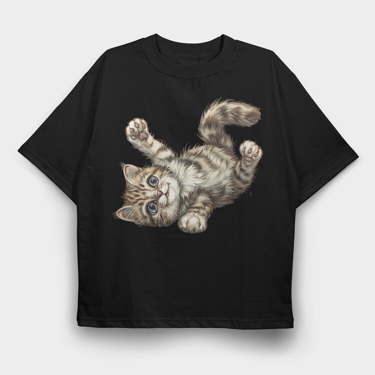 Cat Sleeping Upside Down, Tricou Oversize Barbati (Unisex)