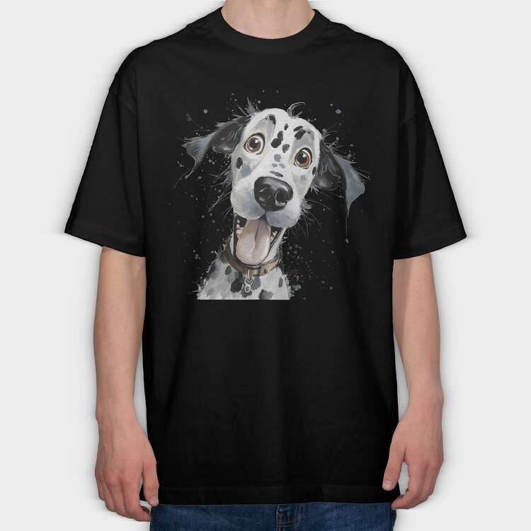 Dalmatian Face Smile, Tricou Oversize Barbati (Unisex)