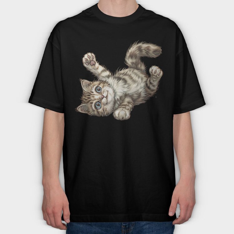 Cat Sleeping Upside Down, Tricou Oversize Barbati (Unisex)