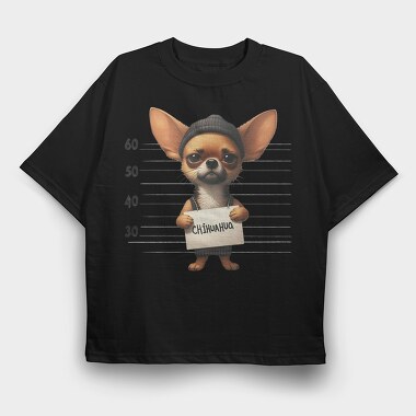 Chihuahua Mugshot, Tricou Oversize Barbati (Unisex)