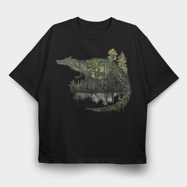 Crocodile Forest, Tricou Oversize Barbati (Unisex)