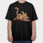 Cat Smiling Cartoon, Tricou Oversize Barbati (Unisex)