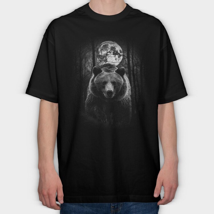 Forest Bear Moon, Tricou Oversize Barbati (Unisex)