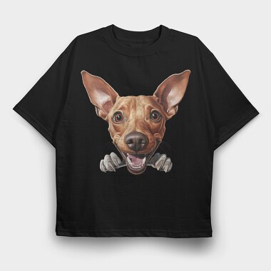 Cirneco Del Ethna Peeking, Tricou Oversize Barbati (Unisex)