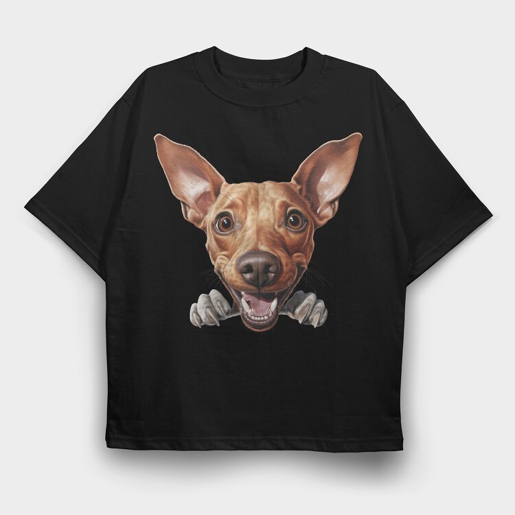 Cirneco Del Ethna Peeking, Tricou Oversize Barbati (Unisex)