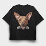 Cirneco Del Ethna Peeking, Tricou Oversize Barbati (Unisex)