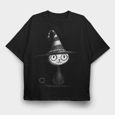 Cat Witch Hat, Tricou Oversize Barbati (Unisex)